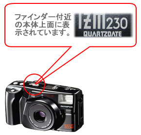 ファインダー付近の本体上面に表示されています。